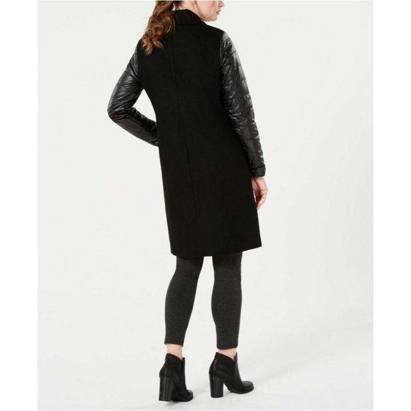 NWT Jones New York Size 6 Black Button Front Long Wool Blend Puffer Sleeve Coat - Picture 2 of 10